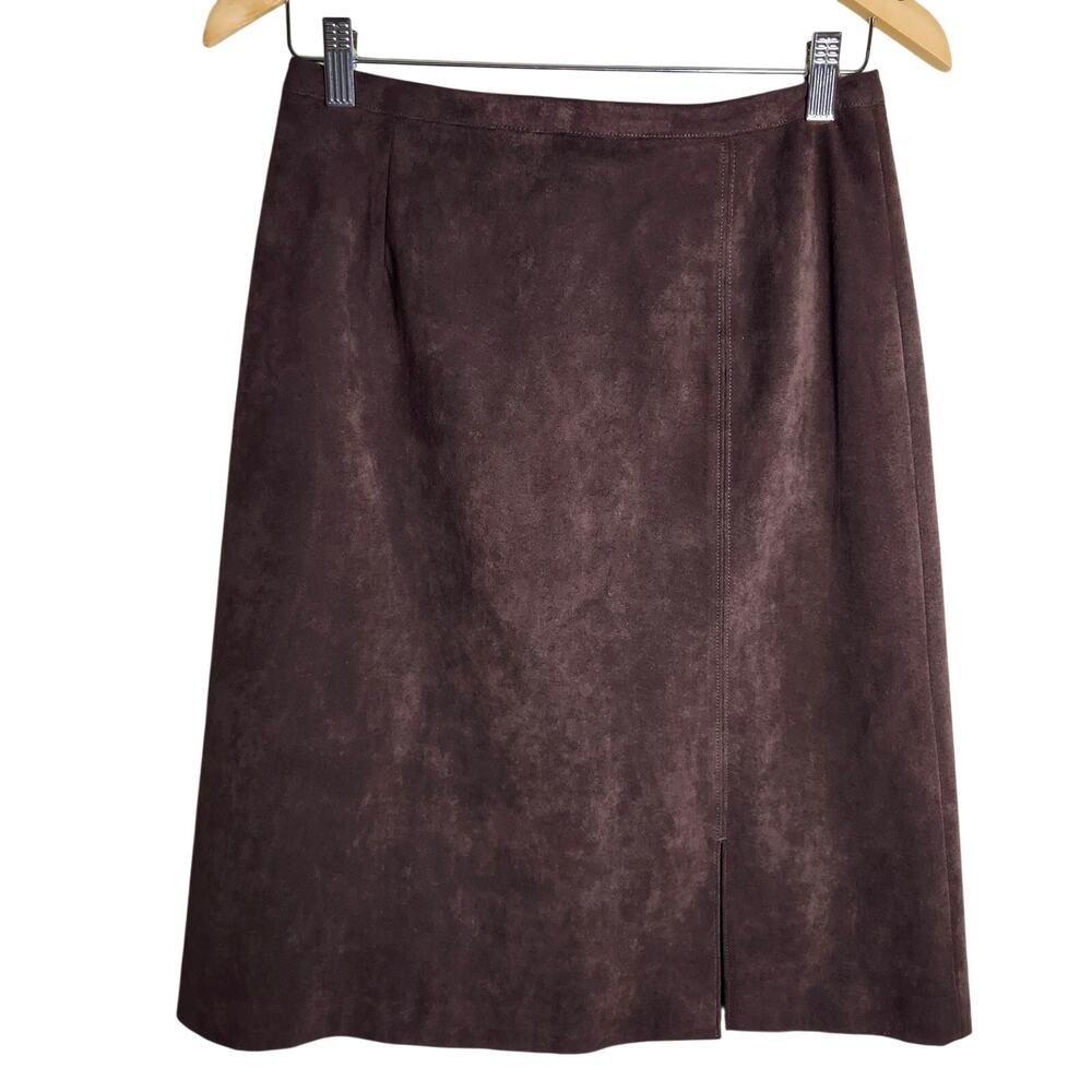Uniqlo Dark Brown Faux Suede Midi Pencil Skirt Size 66 US 2
